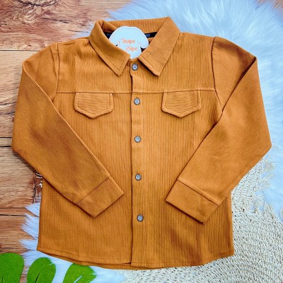 Conj. Camisa Cotele Canelada e Calça de Moletom - Ferrugem e Chumbo